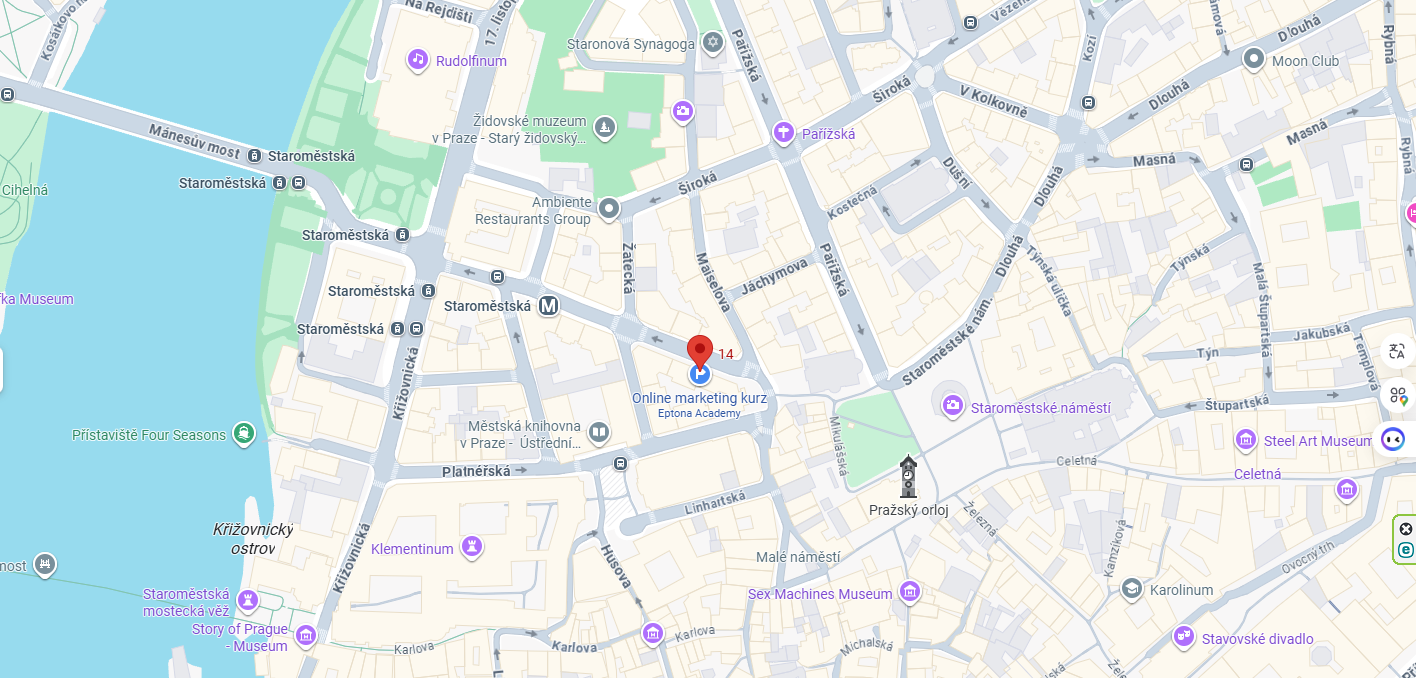 adresa blue fox webdesign v ulici Kaprova 42, Praha 1